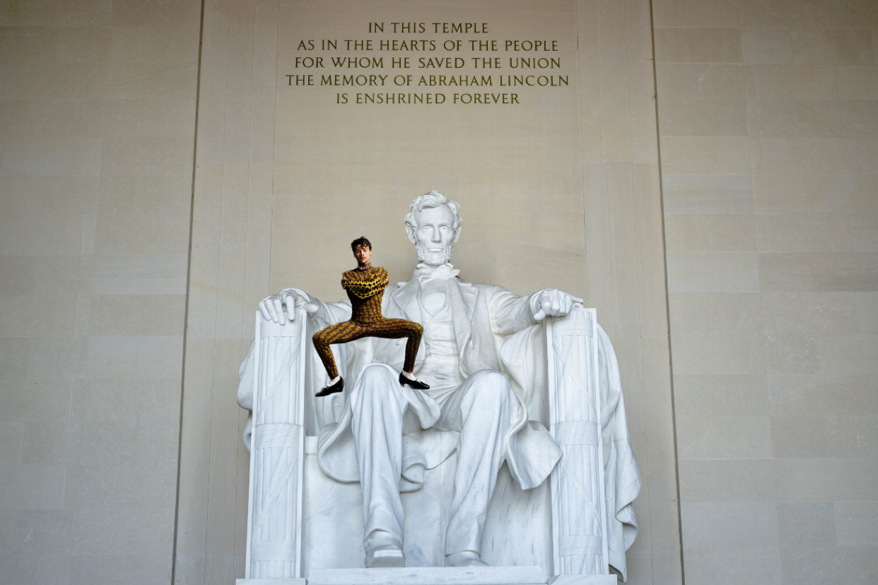 photo of harry styles on lincoln's lap